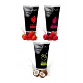 Набор из 3 съедобных лубрикантов JUJU (клубника, малина, кокос) - JuJu - купить с доставкой в Северодвинске