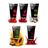 Набор из 5 съедобных лубрикантов JUJU (клубника, малина, тропические фрукты, вишня, кокос) - JuJu - купить с доставкой в Северодвинске