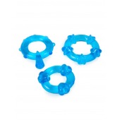 Набор из 3 синих эрекционных колец с различным рельефом - Erowoman-Eroman - в Северодвинске купить с доставкой