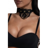 Черный чокер с клепками и золотистой фурнитурой - Crazy Handmade - купить с доставкой в Северодвинске Черный чокер с клепками и золотистой фурнитурой - Crazy Handmade - купить с доставкой в Северодвинске