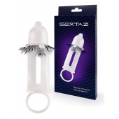 Эластичная насадка на пенис с подхватом мошонки и стимулирующими «ресничками» - Sextaz - в Северодвинске купить с доставкой