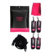 Черно-розовый эротический набор: фиксатор, оковы, наручники, повязка - Erokay - купить с доставкой в Северодвинске