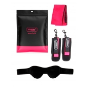 Черно-розовый эротический набор: маска, наручники и повязка - Erokay - купить с доставкой в Северодвинске