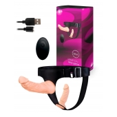 Женский страпон с 2 насадками, вибрацией и пультом ДУ - Erowoman-Eroman - купить с доставкой в Северодвинске