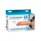 Телесный пустотелый фаллопротез 5’’ Hollow Silicone Strap-On - 14 см. - Pipedream - купить с доставкой в Северодвинске