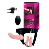 Женский страпон с 3 насадками и вибрацией - Erowoman-Eroman - купить с доставкой в Северодвинске