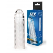 Прозрачная закрытая насадка на пенис с ребрышками - 16 см. - Sex Expert - в Северодвинске купить с доставкой