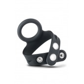 Черное эрекционное кольцо с подхватом мошонки на кнопках VS6 - Blush Novelties - в Северодвинске купить с доставкой