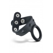 Черное эрекционное кольцо с подхватом мошонки на кнопках VS6 - Blush Novelties - в Северодвинске купить с доставкой