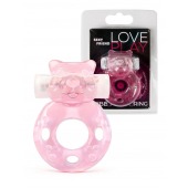 Розовое эрекционное виброкольцо в форме мишки - 1137 - в Северодвинске купить с доставкой
