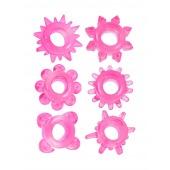 Набор из 6 розовых эрекционных колец с различным рельефом - Erowoman-Eroman - в Северодвинске купить с доставкой