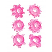 Набор из 6 розовых эрекционных колец с различным рельефом - Erowoman-Eroman - в Северодвинске купить с доставкой