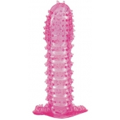 Гелевая розовая насадка с шипами - 12 см. - Toyfa Basic - в Северодвинске купить с доставкой Гелевая розовая насадка с шипами - 12 см. - Toyfa Basic - в Северодвинске купить с доставкой