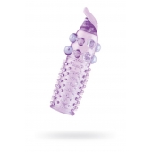 Гелевая фиолетовая насадка с шариками, шипами и усиком - 11 см. - Toyfa Basic - в Северодвинске купить с доставкой