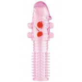 Гелевая розовая насадка с шариками и шипами - 14 см. - ToyFa - в Северодвинске купить с доставкой