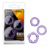 Набор из 3 фиолетовых эрекционных колец Stay Hard Beaded Cockrings - Blush Novelties - в Северодвинске купить с доставкой
