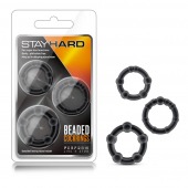 Набор из 3 чёрных эрекционных колец Stay Hard Beaded Cockrings - Blush Novelties - в Северодвинске купить с доставкой