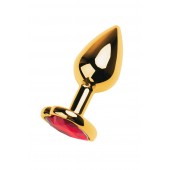 Золотистая анальная пробка с кристаллом-сердцем - 7,5 см. - ToyFa - купить с доставкой в Северодвинске