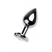 Серебристая анальная пробка с прозрачным кристаллом-сердцем - 8 см. - ToyFa - купить с доставкой в Северодвинске