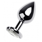 Серебристая анальная пробка с прозрачным кристаллом-сердцем - 8 см. - ToyFa - купить с доставкой в Северодвинске