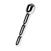 Серебристый уретральный плаг со стразом - 7 см. - ToyFa - купить с доставкой в Северодвинске