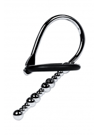 Серебристый уретральный плаг-бусины TOYFA Metal с мягким фиксириющим кольцом - ToyFa - купить с доставкой в Северодвинске