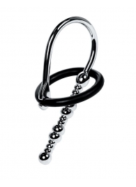 Серебристый уретральный плаг-бусины TOYFA Metal с мягким фиксириющим кольцом - ToyFa - купить с доставкой в Северодвинске