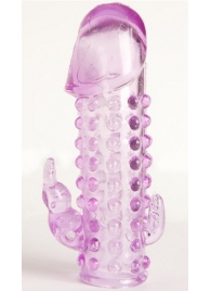 Закрытая фиолетовая насадка с 2 отростками - 13 см. - Toyfa Basic - в Северодвинске купить с доставкой Закрытая фиолетовая насадка с 2 отростками - 13 см. - Toyfa Basic - в Северодвинске купить с доставкой