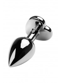 Серебристая коническая анальная пробка с красным кристаллом-сердечком - 7 см. - ToyFa - купить с доставкой в Северодвинске