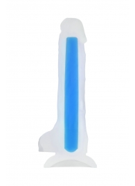 Прозрачно-синий фаллоимитатор, светящийся в темноте, Steve Glow - 20 см. - ToyFa купить с доставкой в интернет-магазине Orgasmix в Северодвинске Прозрачно-синий фаллоимитатор, светящийся в темноте, Steve Glow - 20 см. - ToyFa