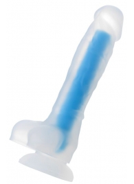 Прозрачно-синий фаллоимитатор, светящийся в темноте, Steve Glow - 20 см. - ToyFa купить с доставкой в интернет-магазине Orgasmix в Северодвинске Прозрачно-синий фаллоимитатор, светящийся в темноте, Steve Glow - 20 см. - ToyFa