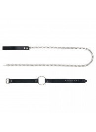 Черный поводок и чокер с кольцом Rada - Rebelts - купить с доставкой в Северодвинске