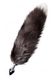 Серебристая металлическая анальная втулка с хвостом чернобурой лисы - размер S - ToyFa - купить с доставкой в Северодвинске