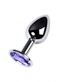 Серебристая конусовидная анальная пробка с фиолетовым кристаллом - 7 см. - ToyFa - купить с доставкой в Северодвинске