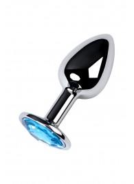 Серебристая конусовидная анальная пробка с голубым кристаллом - 7 см. - ToyFa - купить с доставкой в Северодвинске