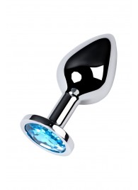 Серебристая конусовидная анальная пробка с голубым кристаллом - 8 см. - ToyFa - купить с доставкой в Северодвинске