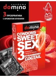 Презервативы для орального секса DOMINO Sweet Sex с ароматом клубничного коктейля  - 3 шт. - Domino - купить с доставкой в Северодвинске