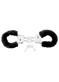 Меховые чёрные наручники Beginner s Furry Cuffs - Pipedream - купить с доставкой в Северодвинске