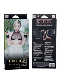 Черные мягкие наручники Entice French Cuffs с цепью - California Exotic Novelties - купить с доставкой в Северодвинске