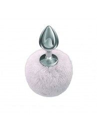 Серебристая анальная пробка с белым пушистым хвостиком Twinkle - Lola Games - купить с доставкой в Северодвинске