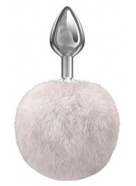 Серебристая анальная пробка с белым пушистым хвостиком Twinkle - Lola Games - купить с доставкой в Северодвинске