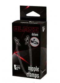 Черные зажимы на соски на цепочке BLAZE DELUXE NIPPLE CLAMPS - Dream Toys - купить с доставкой в Северодвинске