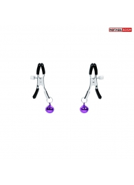 Оригинальные зажимы на соски с фиолетовыми шариками - Notabu - купить с доставкой в Северодвинске