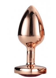Золотистая анальная втулка с кристаллом-сердечком розового цвета - 7,1 см. - Dream Toys - купить с доставкой в Северодвинске