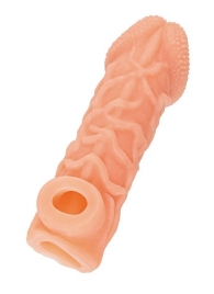 Телесная закрытая насадка с венками Cock Sleeve Size S - 13,8 см. - KOKOS - в Северодвинске купить с доставкой Телесная закрытая насадка с венками Cock Sleeve Size S - 13,8 см. - KOKOS - в Северодвинске купить с доставкой