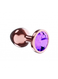 Пробка цвета розового золота с фиолетовым кристаллом Diamond Amethyst Shine S - 7,2 см. - Lola Games - купить с доставкой в Северодвинске