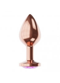 Пробка цвета розового золота с фиолетовым кристаллом Diamond Amethyst Shine S - 7,2 см. - Lola Games - купить с доставкой в Северодвинске