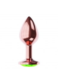 Пробка цвета розового золота с лаймовым кристаллом Diamond Emerald Shine S - 7,2 см. - Lola Games - купить с доставкой в Северодвинске