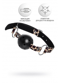 Черный кляп-шар на леопардовых ремешках Anonymo - ToyFa - купить с доставкой в Северодвинске