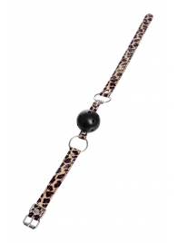 Черный кляп-шар на леопардовых ремешках Anonymo - ToyFa - купить с доставкой в Северодвинске